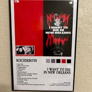 I Want to Die in New Orleans Poster by $uicideboy$ frame included- Black and Red